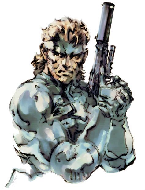 metal gear solid 2 official box art|yoji shinkawa solid snake.